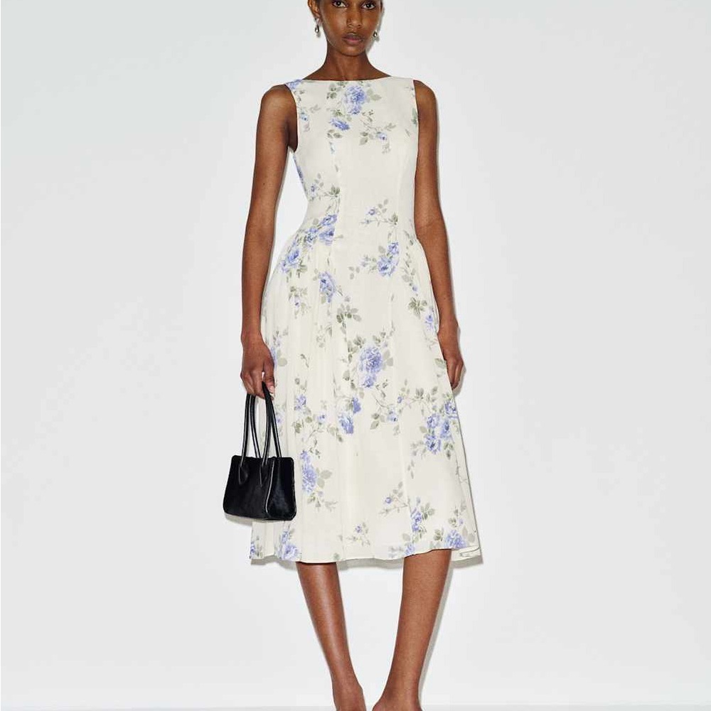 Reformation Anelis Dress;; Cream Floral Midi Dress